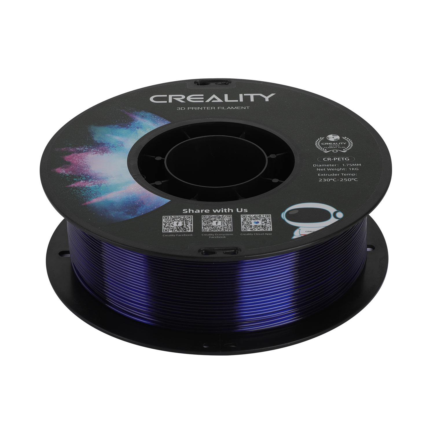 Creality3D CR-PETG 1.75mm Blue Transparent 1kg (3301030036) - Image 3