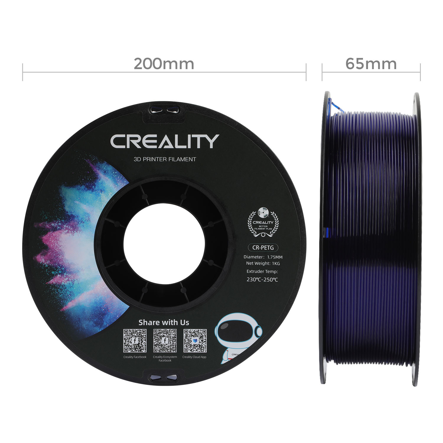 Creality3D CR-PETG 1.75mm Blue Transparent 1kg (3301030036) - Image 4