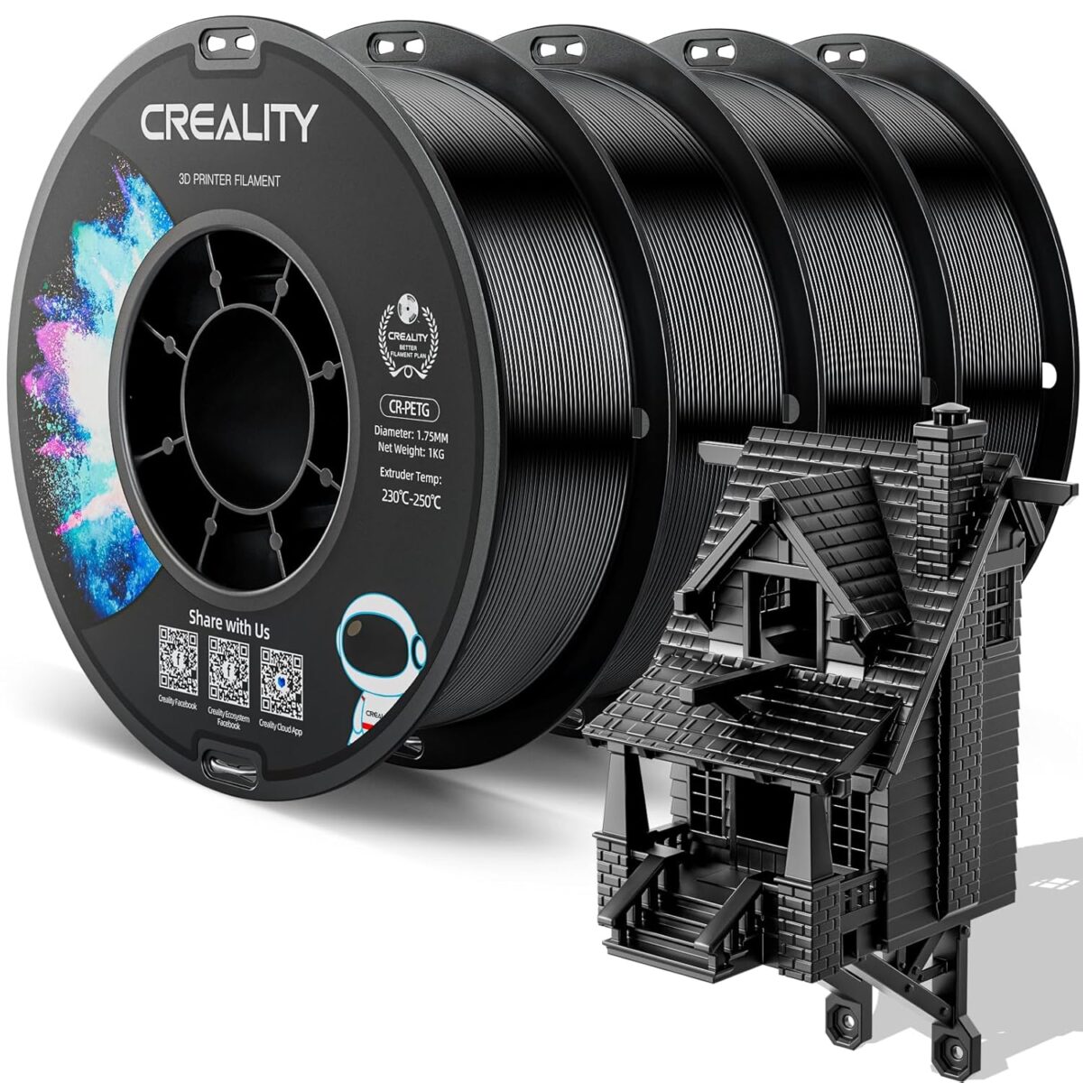Creality3D CR-PETG Value Pack 4 x Black 4kg (3301030087) - Image 2