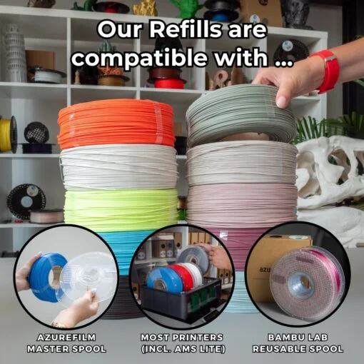 AzureFilm Refill PLA 1.75mm Transparent 1kg - Image 4
