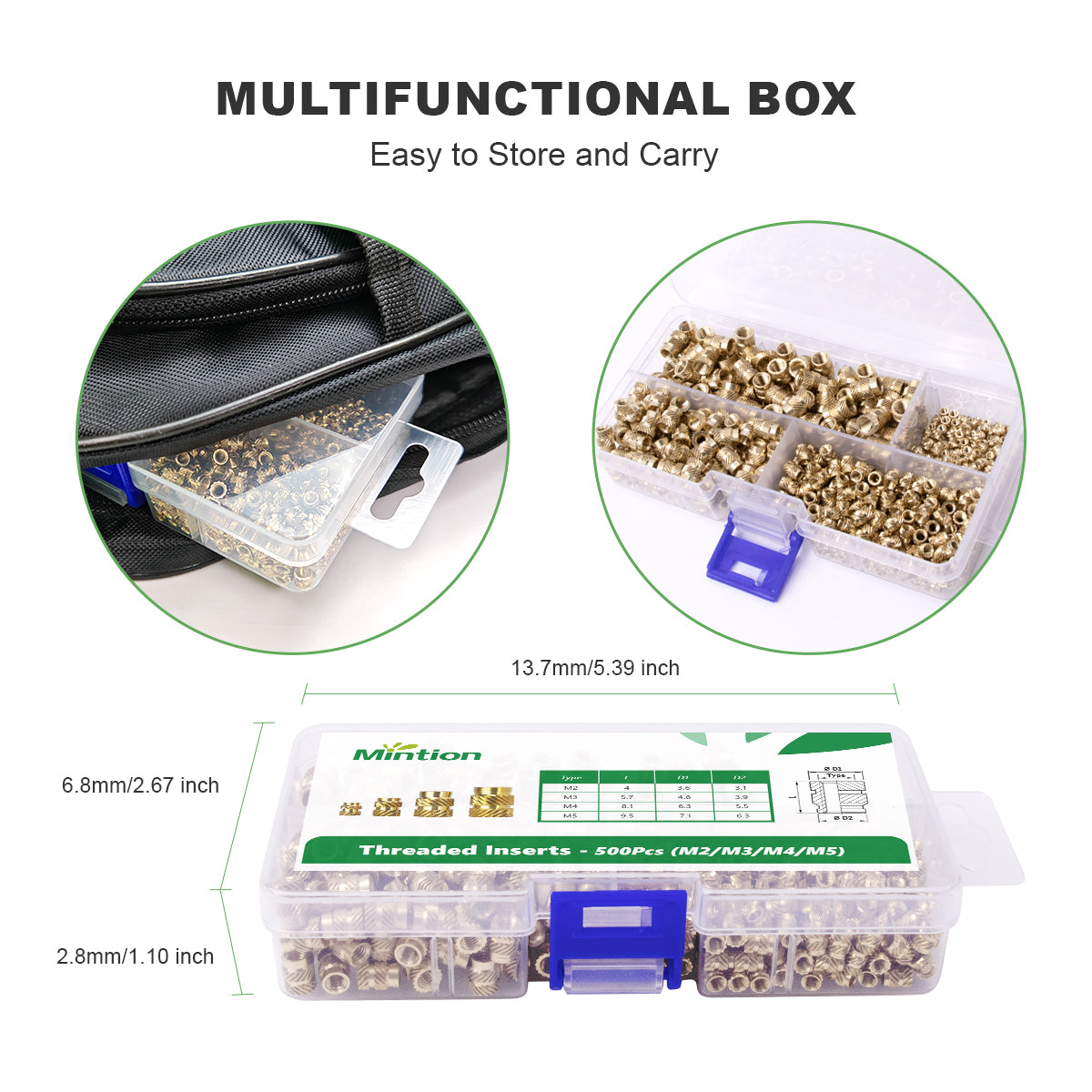 Mintion Assorted Threaded Insert Set - 500 pcs - Image 4